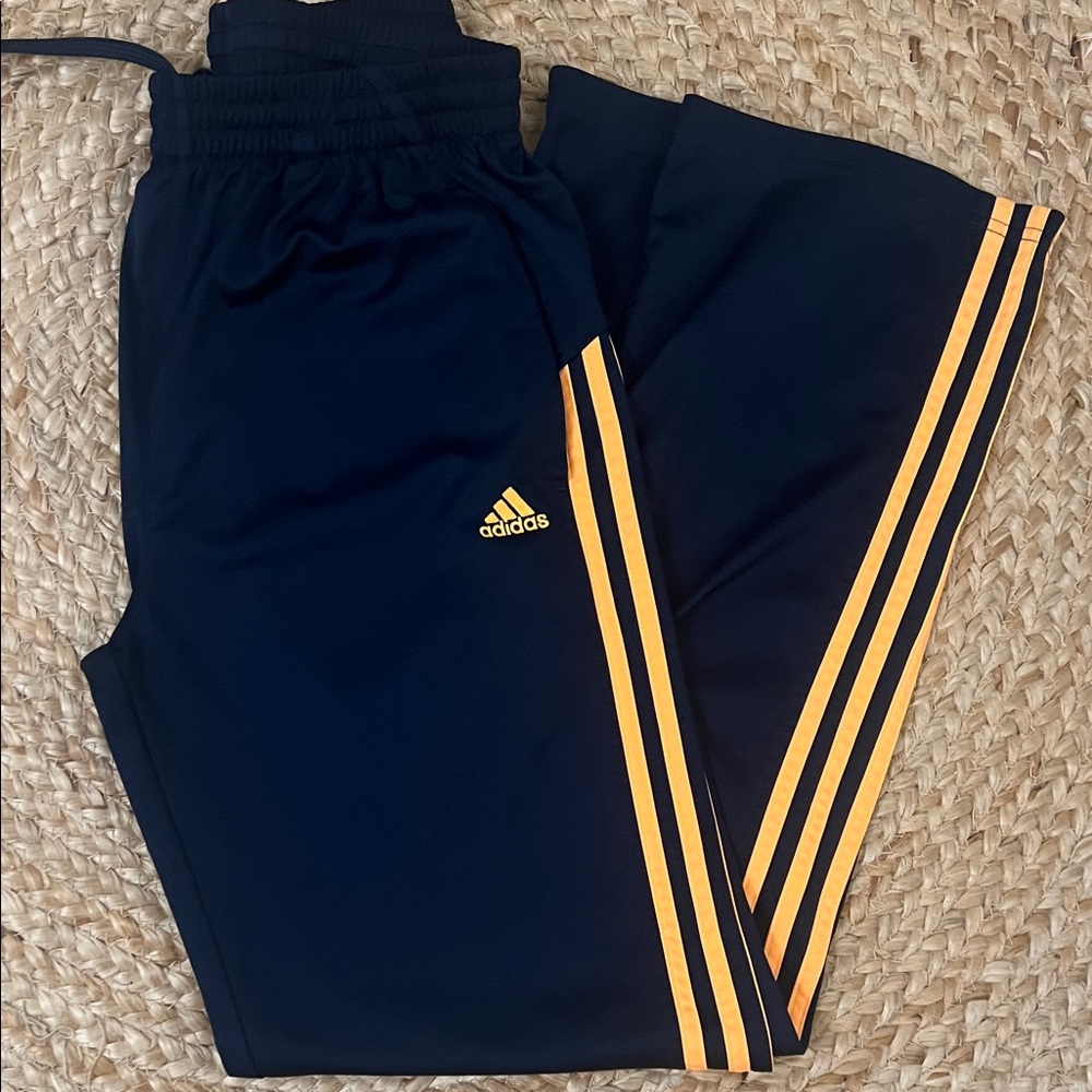 Adidas Kids Navy Joggers with yellow